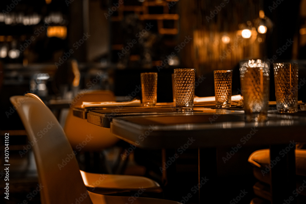 Warm late dinner restaurant table